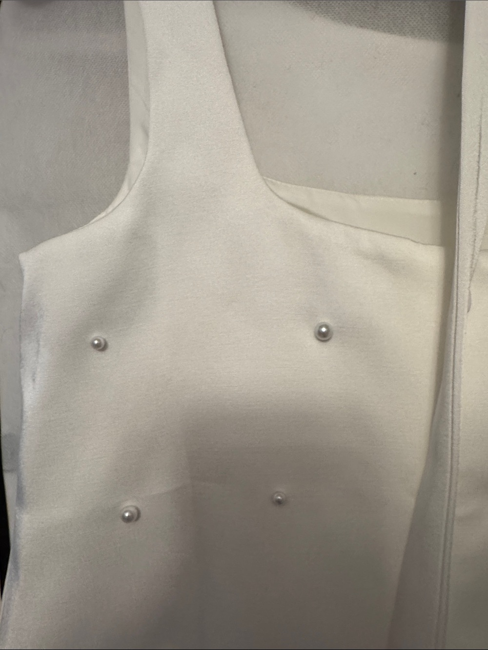 Six Stories White Sleeveless Pearl Embellished Shift Dress - Size UK 10 - Picture 6 of 9
